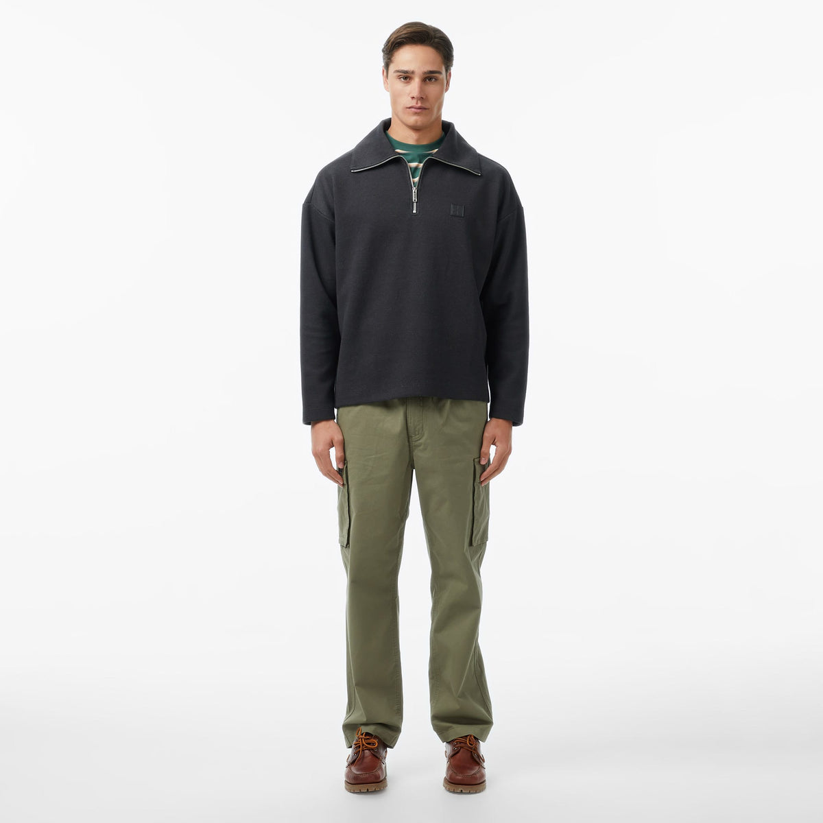Calvin Klein Brushed Zip Pullover Erkek Siyah Sweatshirt