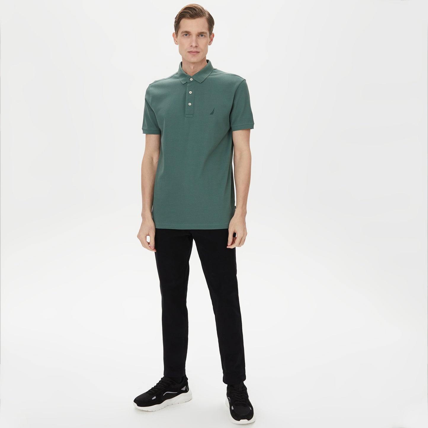 Nautica Erkek Yeşil Slim Fit Kısa Kollu Polo Yaka T-shirt