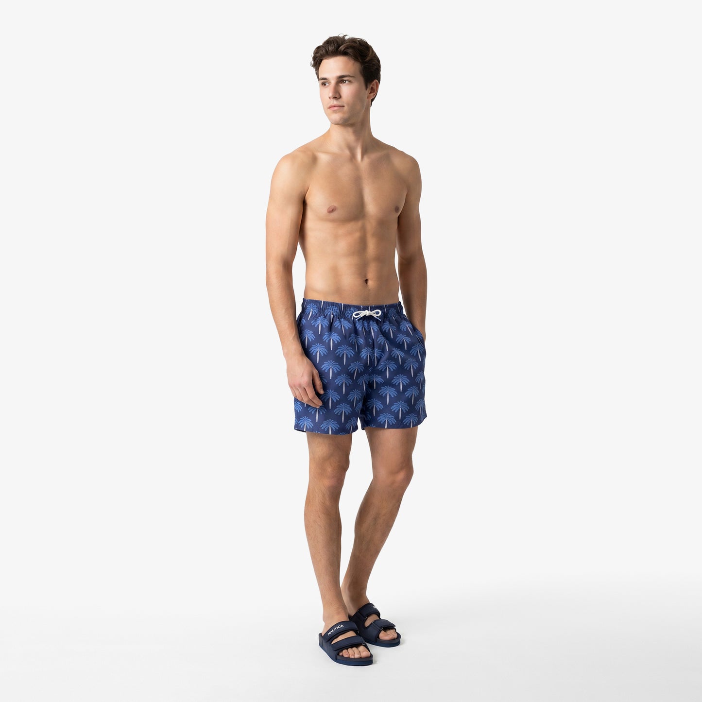 Nautica Erkek Lacivert Regular Fit Desenli Deniz Şortu