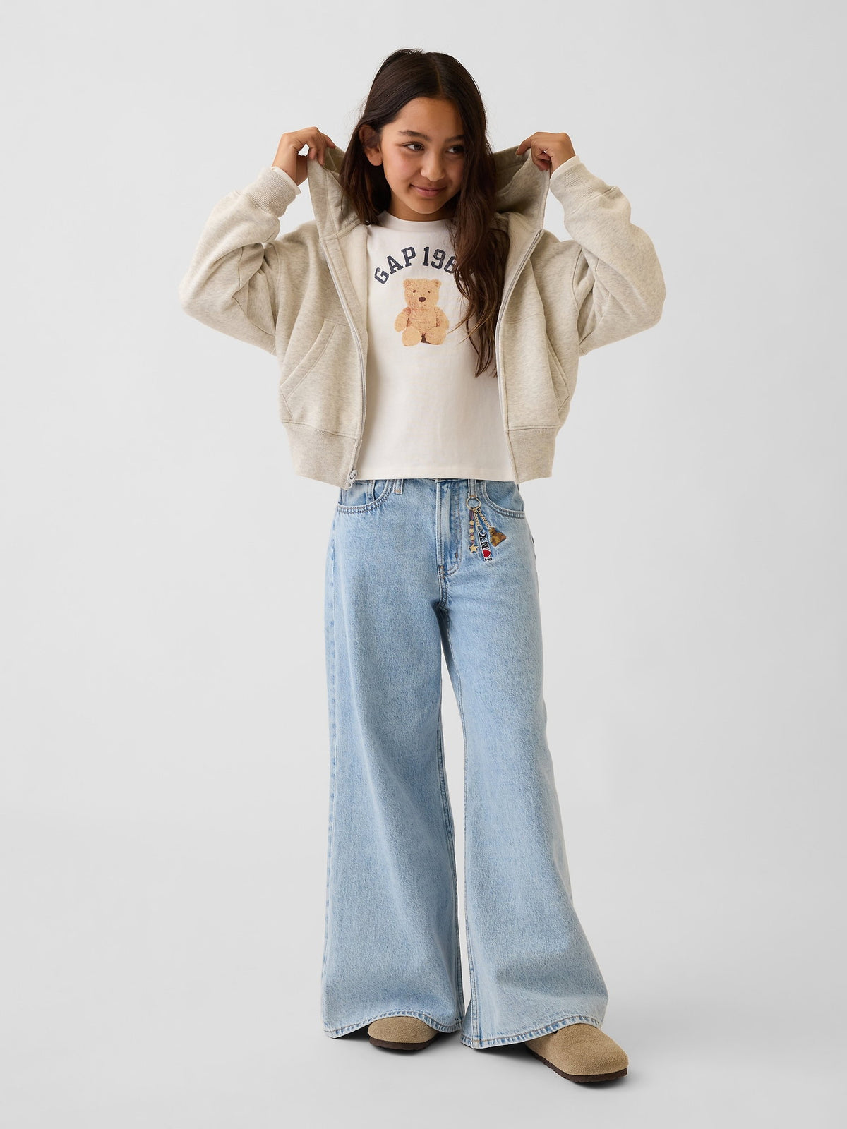 Açık Mavi Low Rise Işlemeli I Love Ny Baggy Jean Pantolon