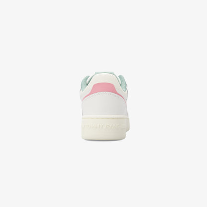 Tommy Jeans Retro Basket Kadın Beyaz/pembe/yeşil Spor Ayakkabı
