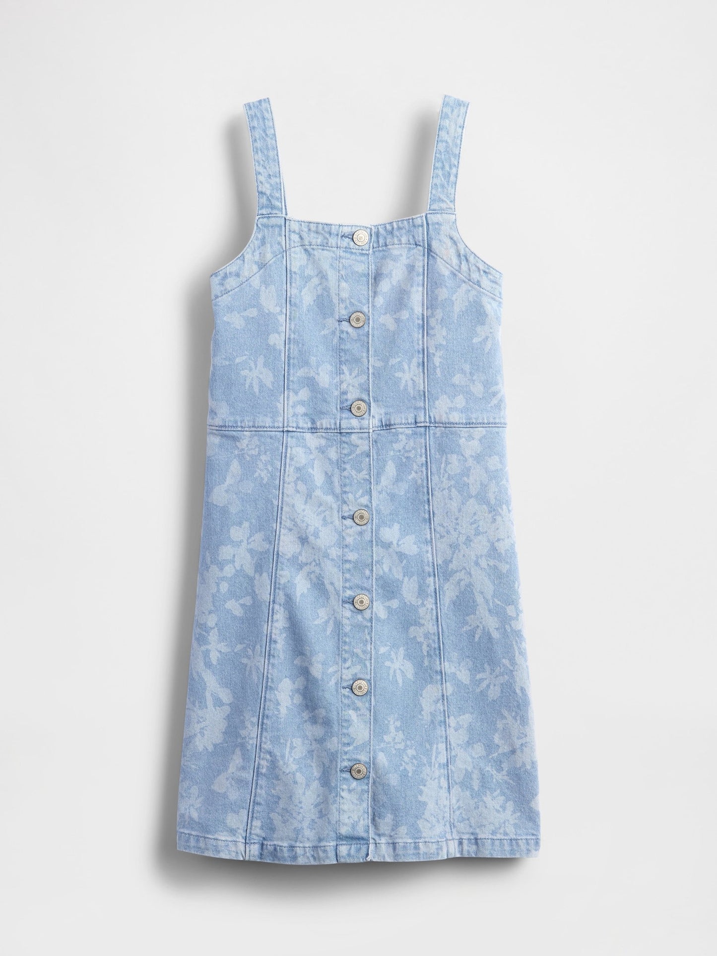Açık Mavi Denim Çiçekli Elbise