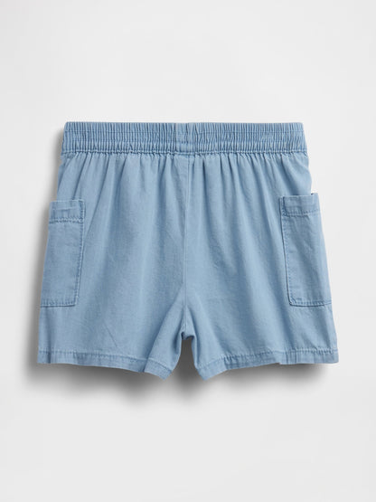 Mavi Pull-on Keten Karışımlı Şort