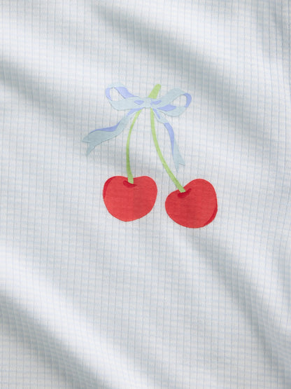 Mavi Recycle Fitilli Şort Pijama Takımı