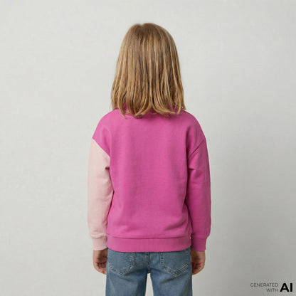 Lacoste Renk Bloklu Çocuk Pembe Sweatshirt