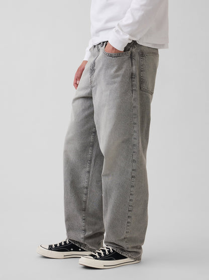 Gri Baggy Jean Pantolon