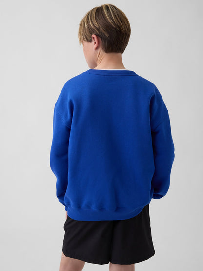 Kobalt Mavisi Relaxed Grafik Baskılı Sweatshirt