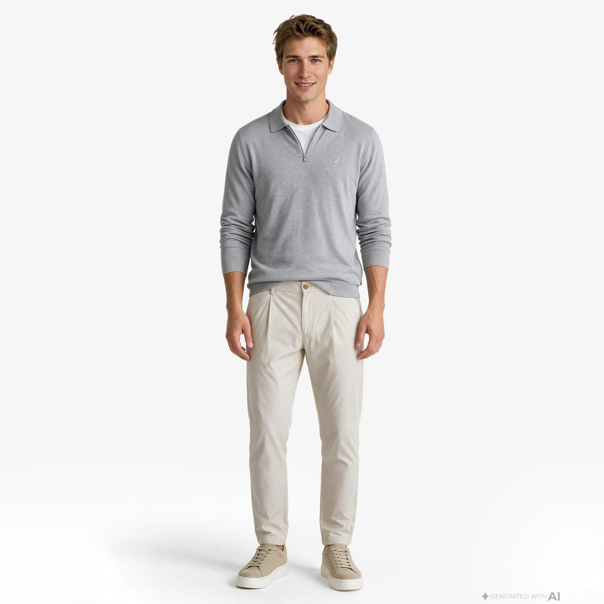 Nautica Erkek Gri Regular Fit Triko
