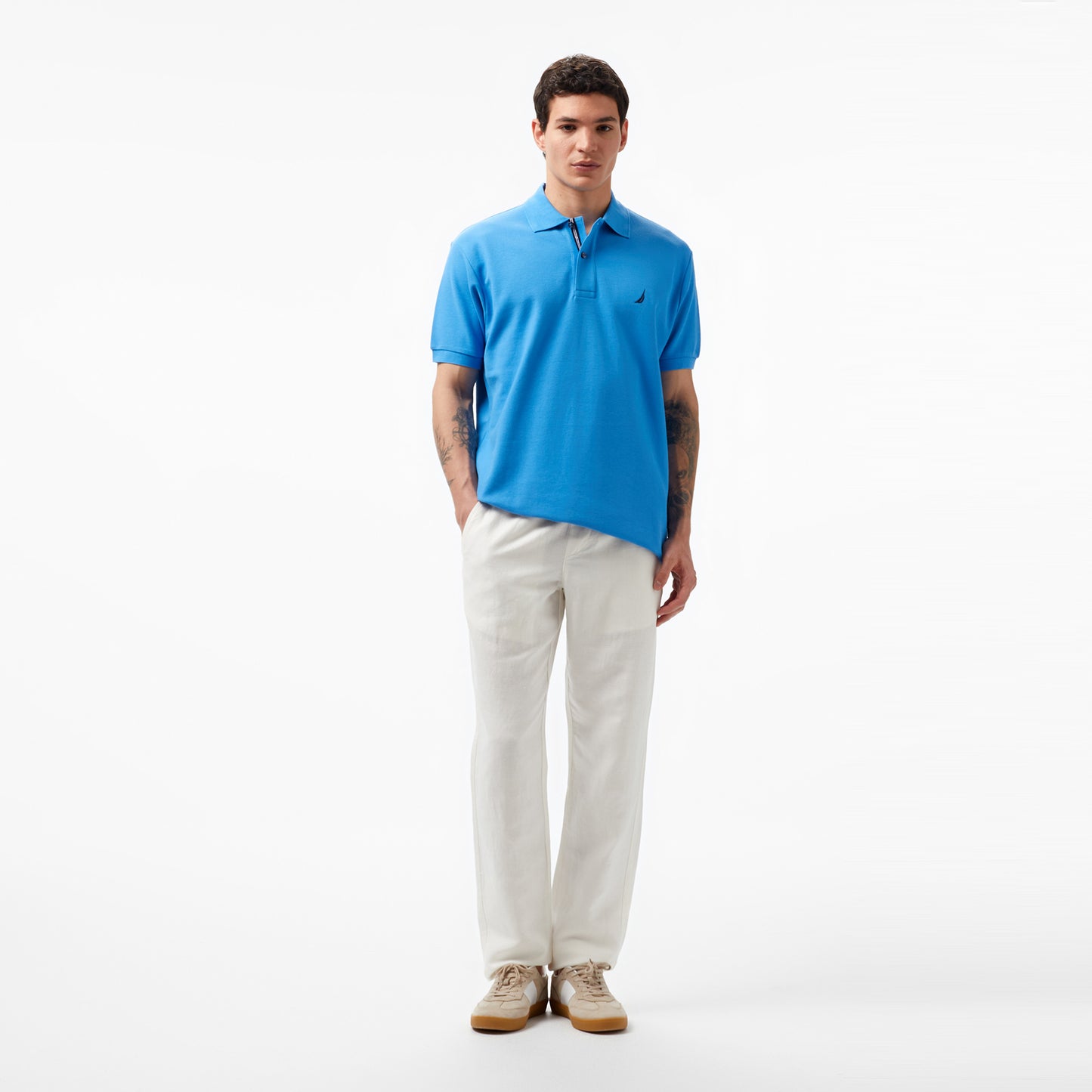 Nautica Erkek Mavi Classic Fit Kısa Kollu Polo Yaka T-shirt