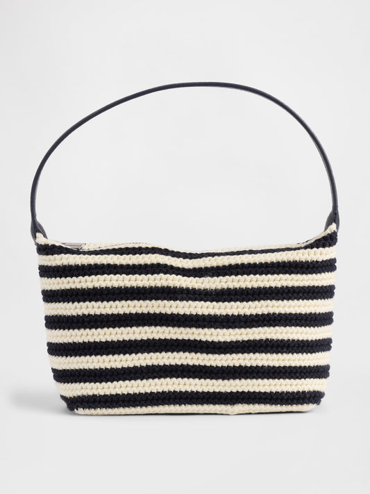 Lacivert Crochet Stripe Mini Çanta