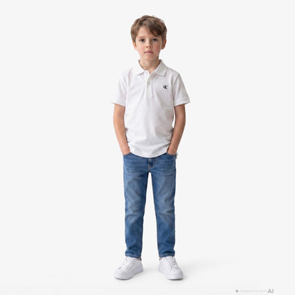 Calvin Klein Solid Çocuk Beyaz Polo