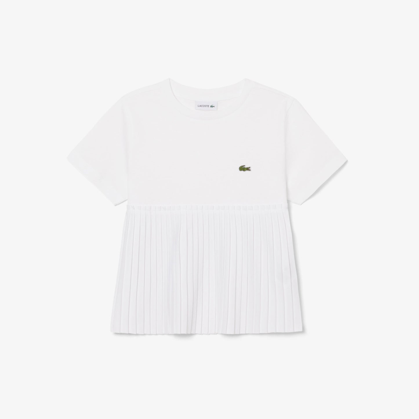 Lacoste Kız Çocuk Bisiklet Yaka Beyaz T-shirt