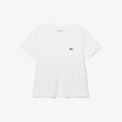 Lacoste Kız Çocuk Bisiklet Yaka Beyaz T-shirt