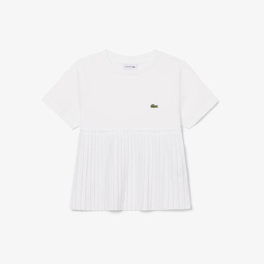 Lacoste Kız Çocuk Bisiklet Yaka Beyaz T-shirt