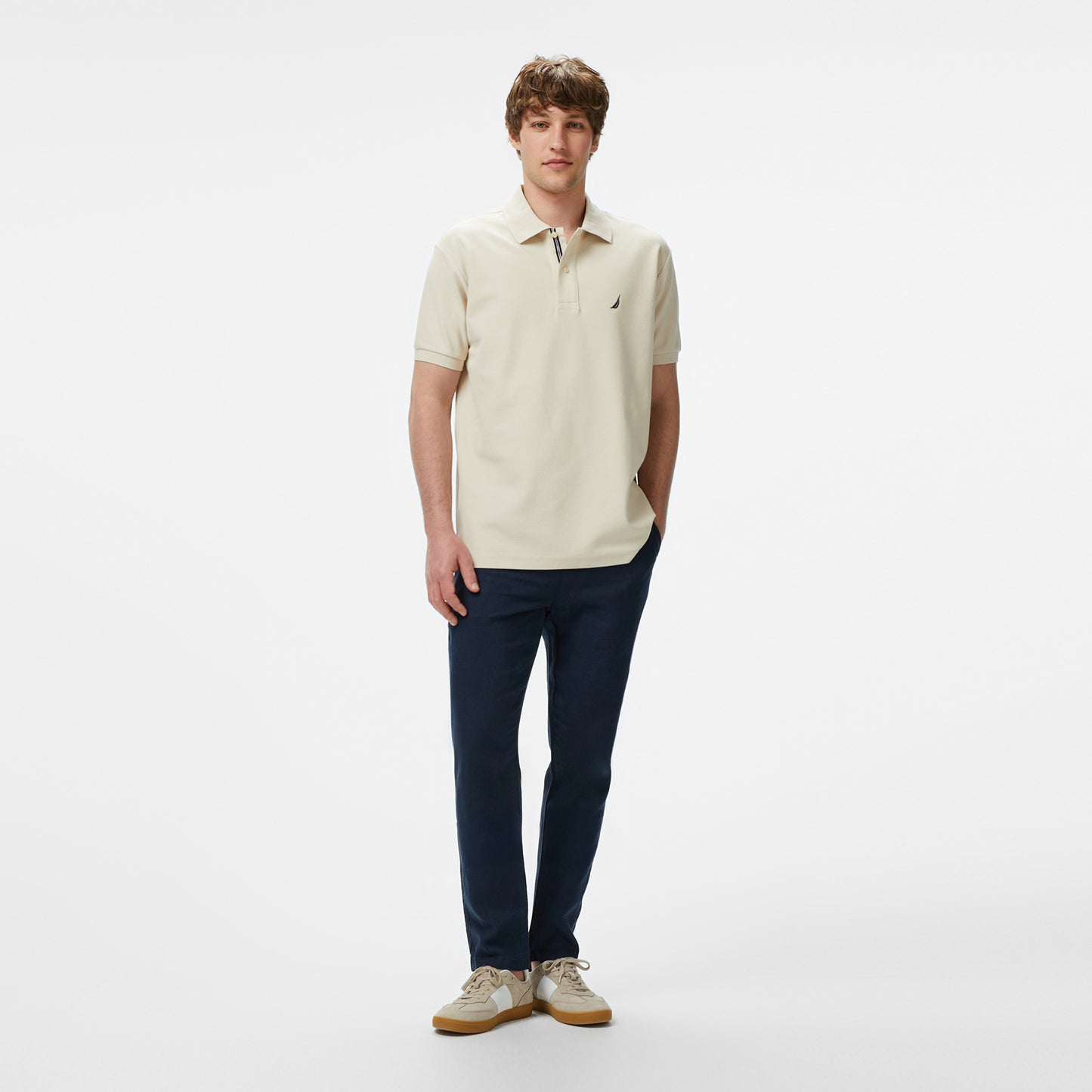 Nautica Erkek Bej Classic Fit Polo Yaka T-shirt
