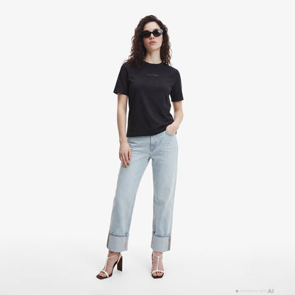 Calvin Klein Classic 20s Logo Grap Kadın Siyah T-shirt