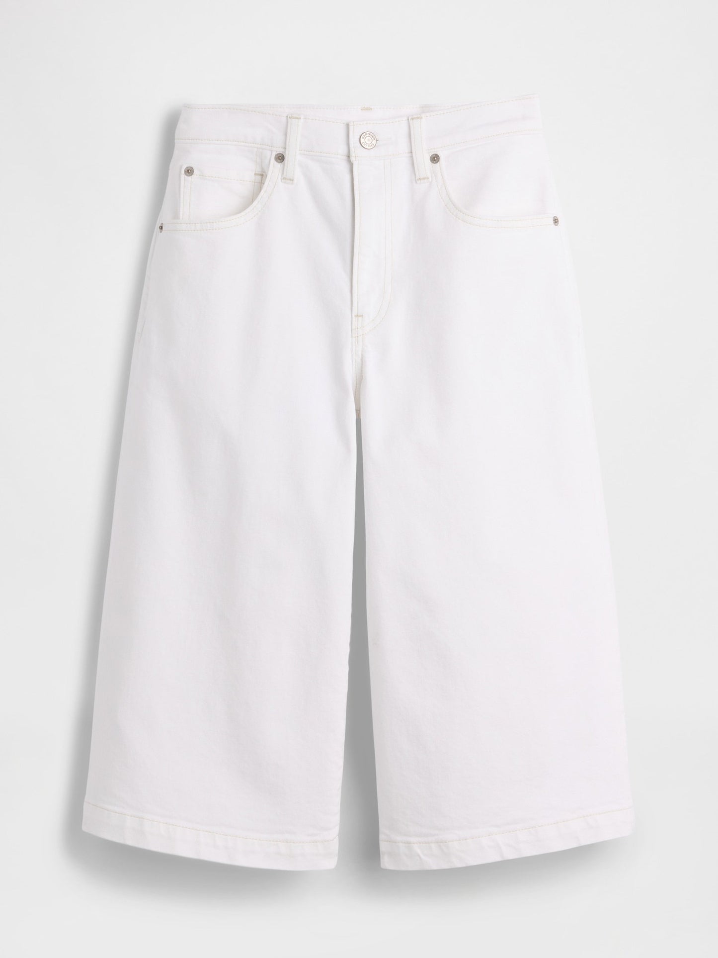 Beyaz High Rise Culotte Jean Pantolon