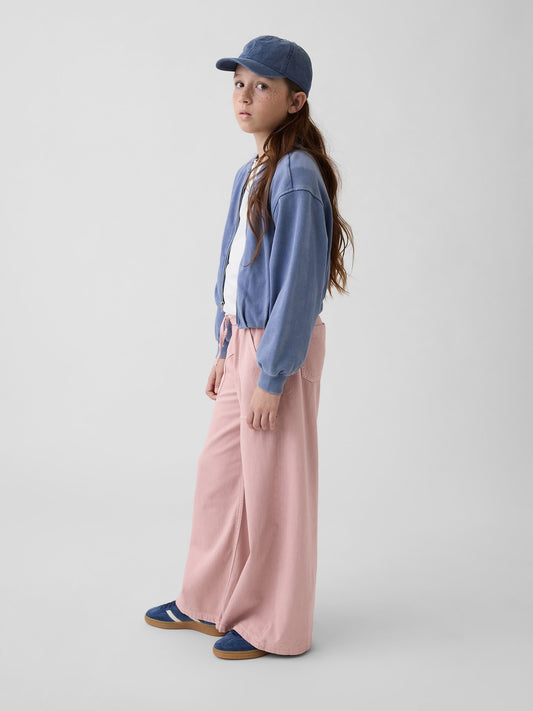 Açık Pembe Çocuklar Düşük Bel Baggy Jean Pantolon