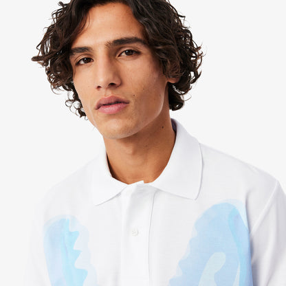 Lacoste Erkek Classic Fit Baskılı Beyaz Polo