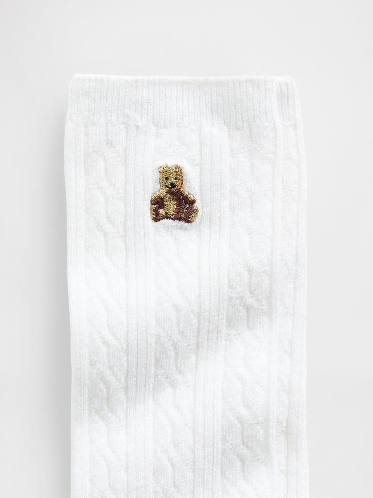 Beyaz Brannan Bear Cable-knit Crew Çorap