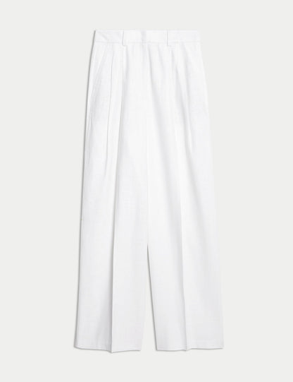 Keten Twill Wide Leg Pantolon
