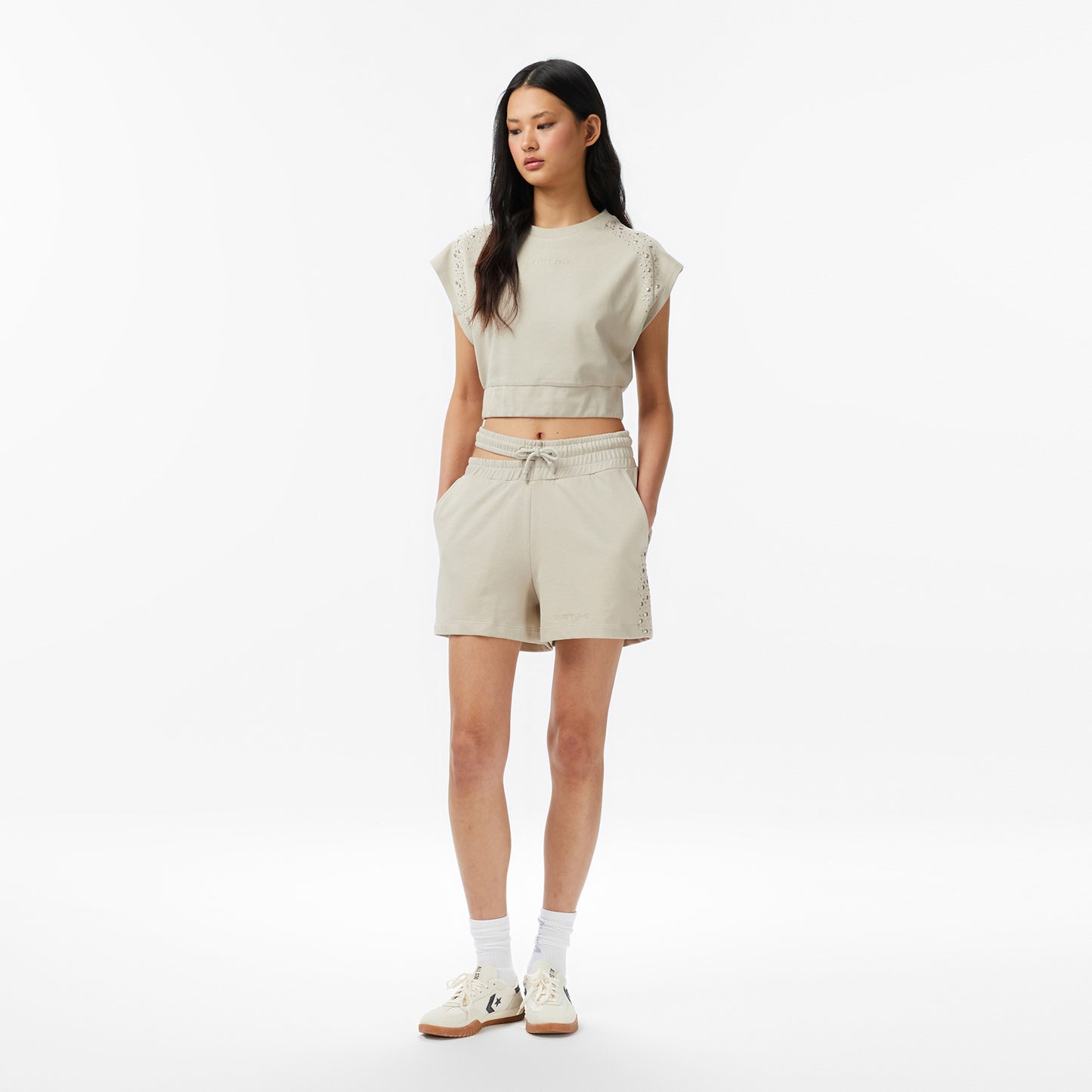 United4 Regular Fit Kadın Krem Şort