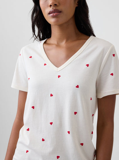Kırık Beyaz Favorite V-yaka T-shirt