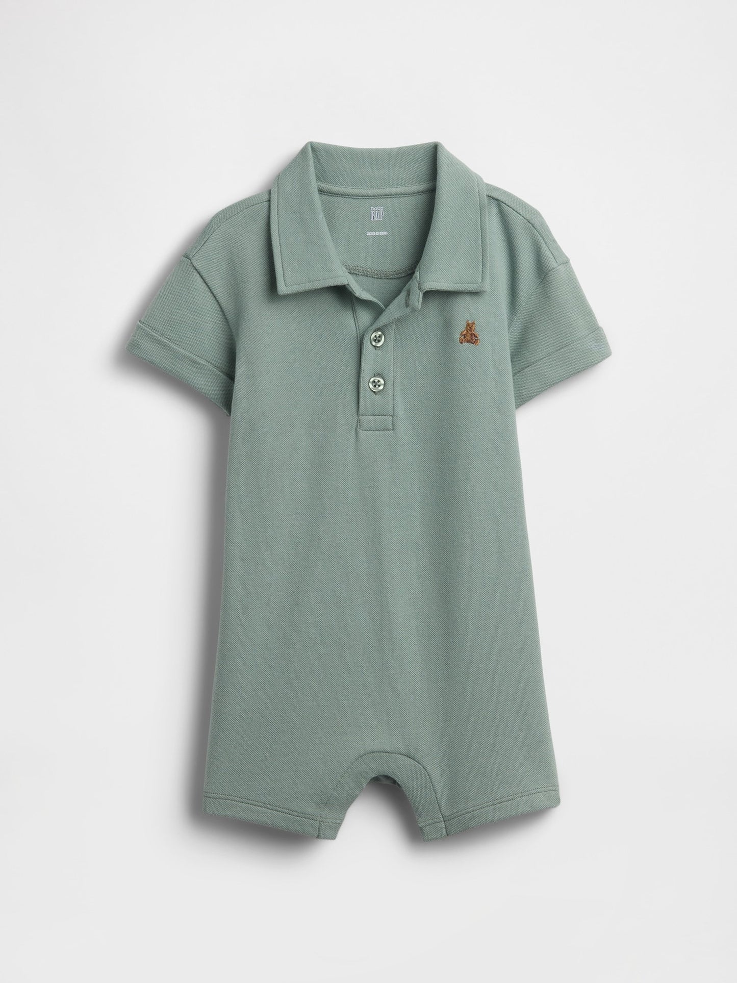 Yeşil Pique Polo Şort Tulum