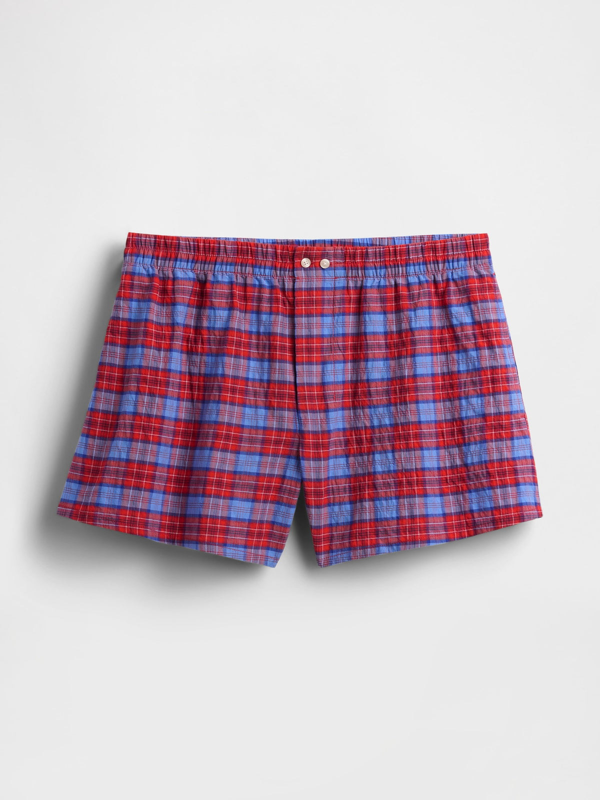 Kırmızı 4 Seersucker Kareli Boxer Şort