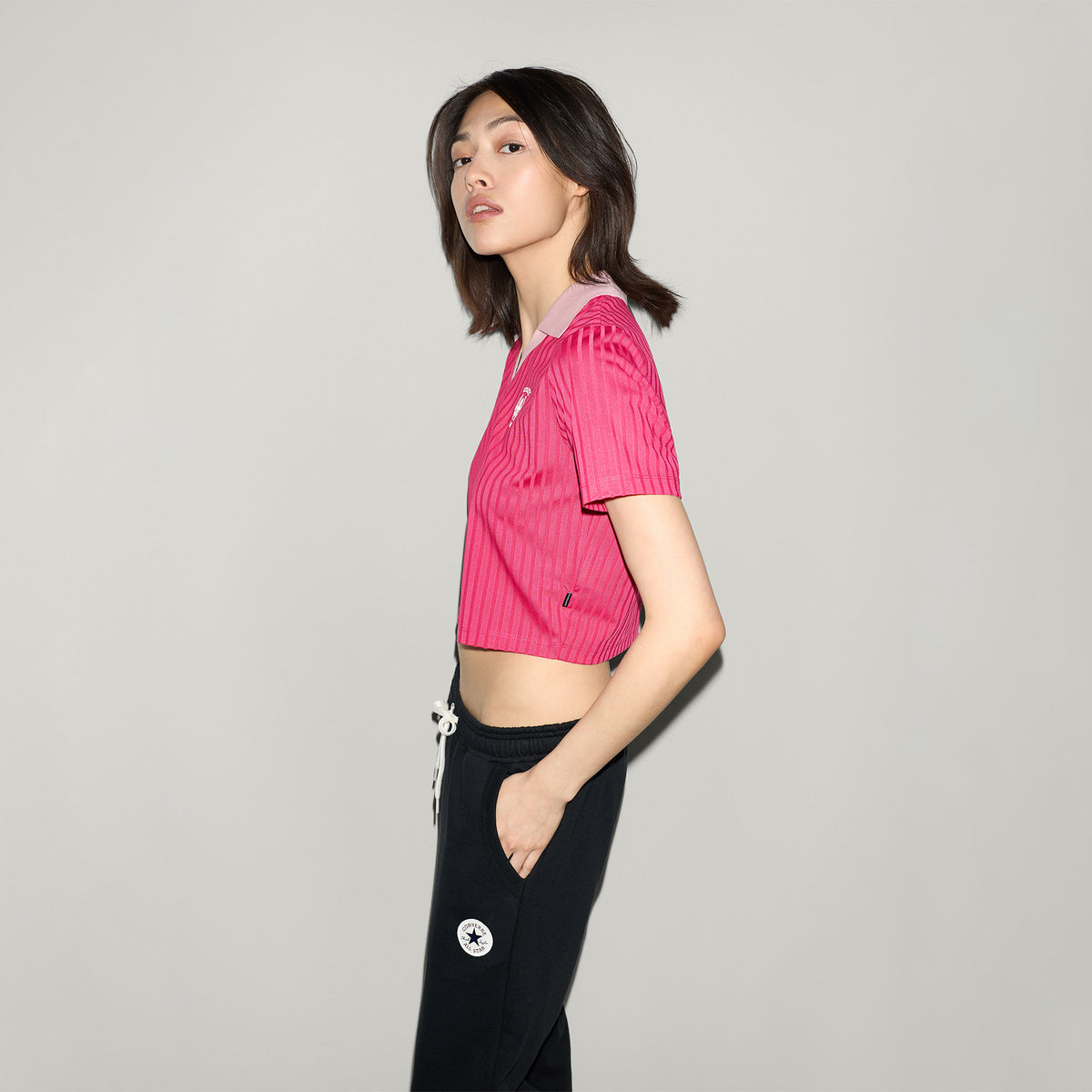 Converse Kadın Gri Polo Yaka T-shirt