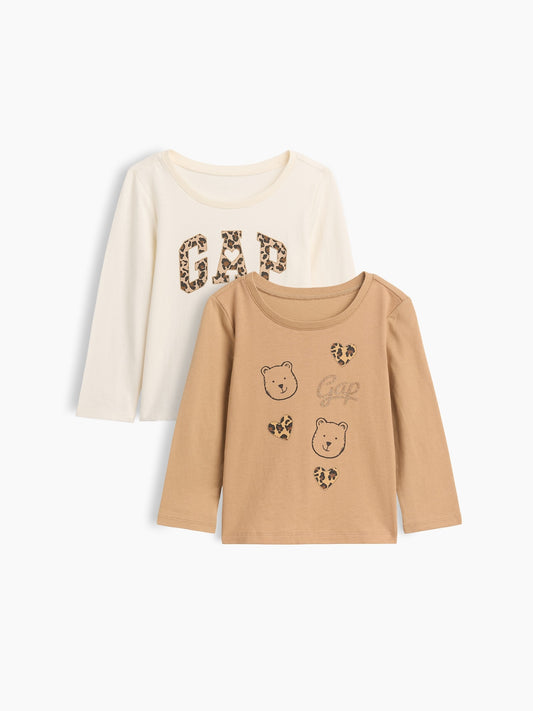 Açık Kahverengi Grafik Baskılı T-shirt (2’li)