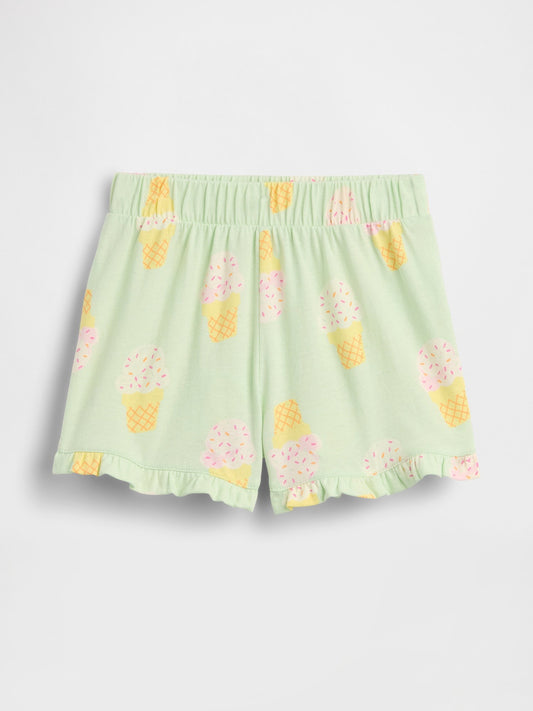 Açık Yeşil Pull-on Baskılı Şort