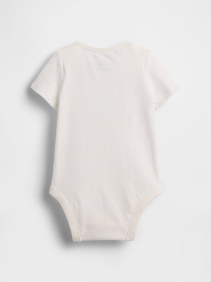 Krem First Favorites Organik Pamuk Grafik Baskılı Bodysuit