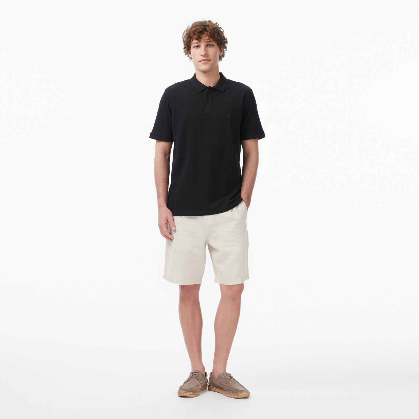Nautica Erkek Krem Regular Fit Keten Şort