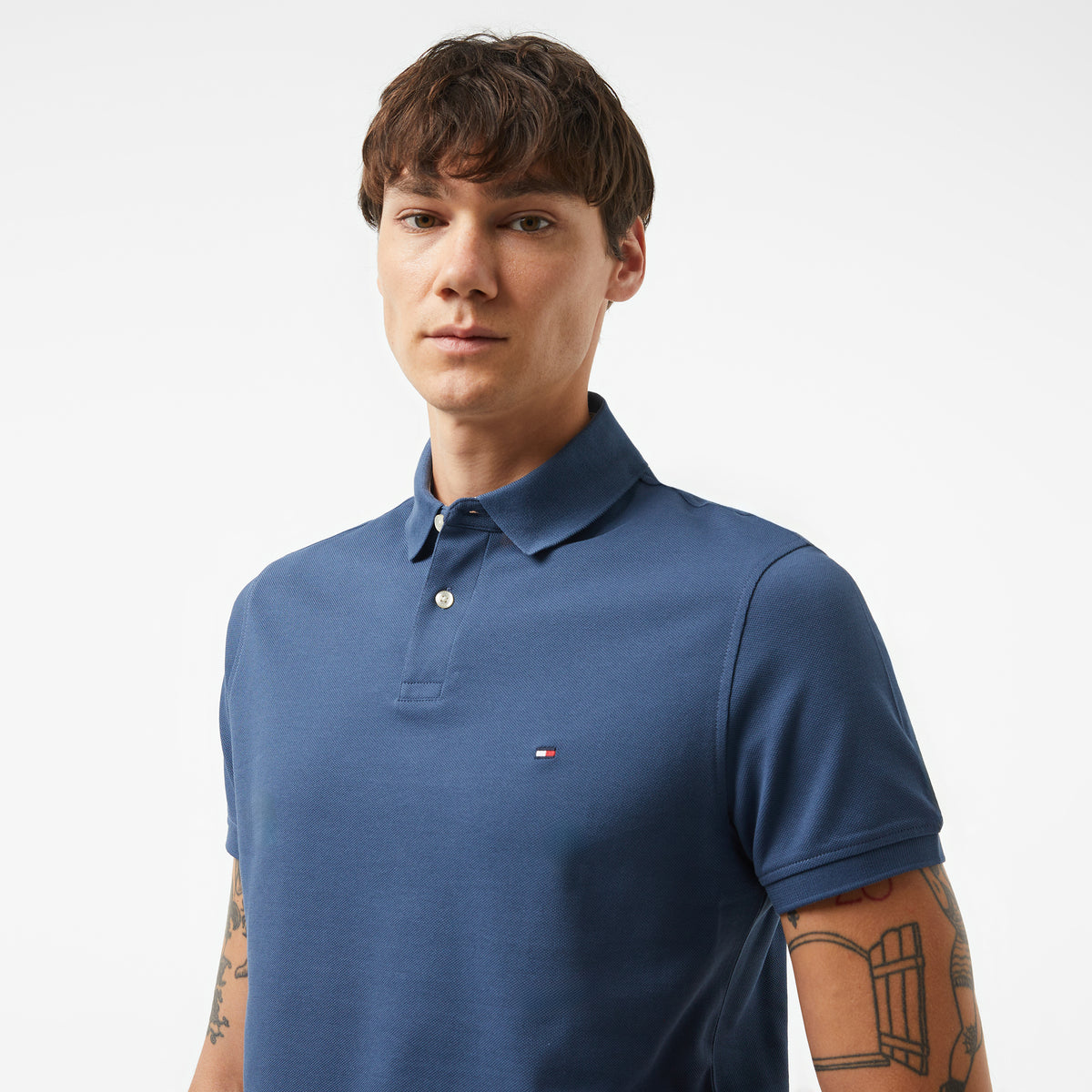 Tommy Hilfiger Nos Erkek Mavi Polo Yaka T-shirt
