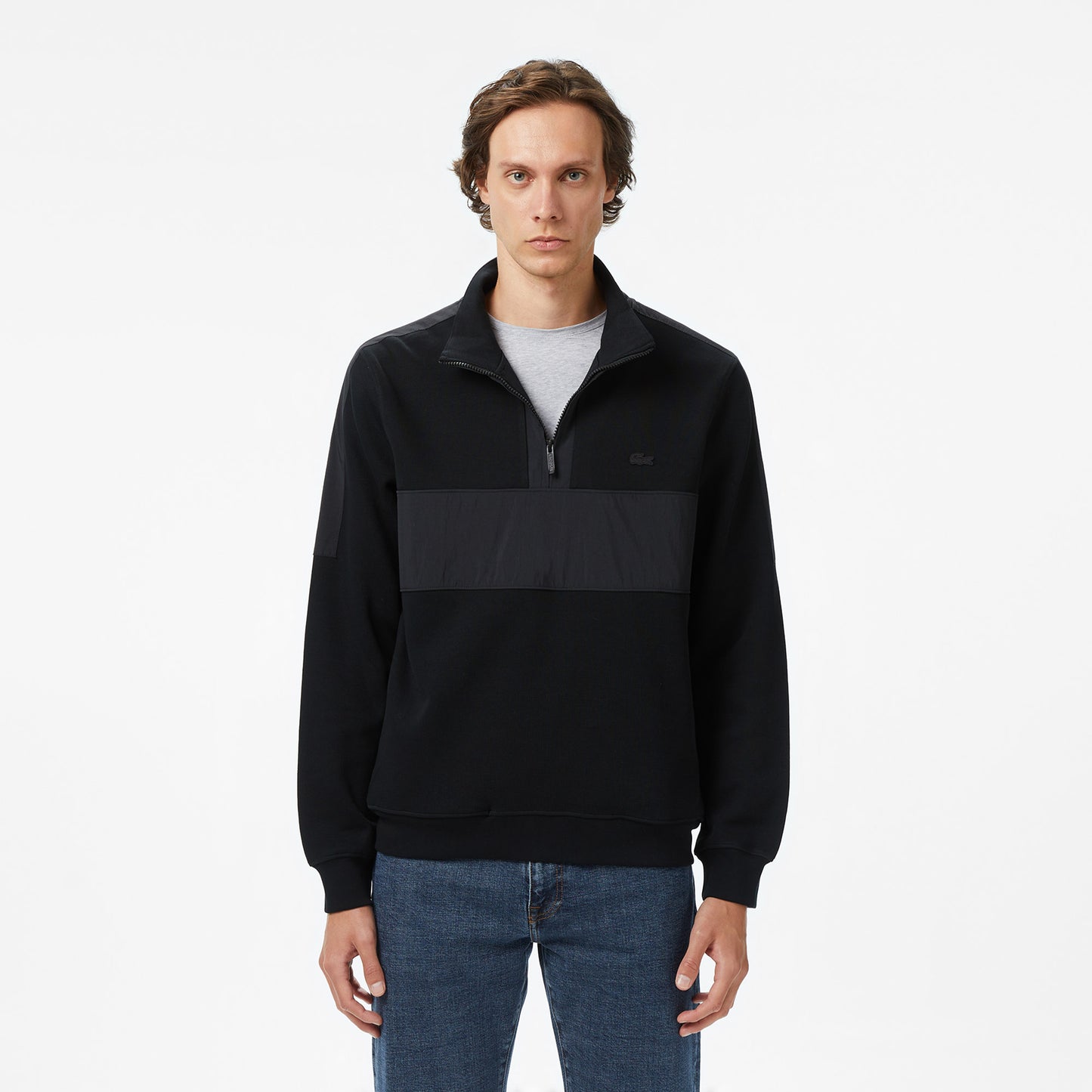 Lacoste Yarım Fermuarlı Erkek Siyah Sweatshirt