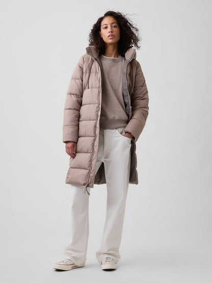 Siyah Relaxed Midi Puffer Şişme Mont