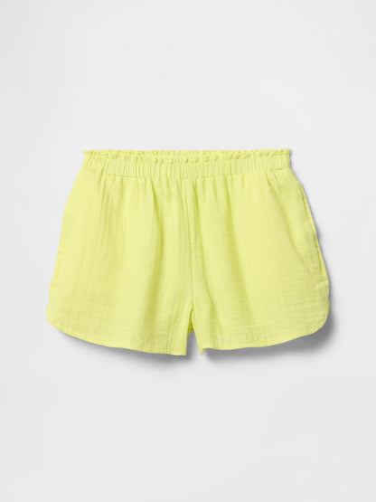 Sarı Crinkle Gauze Şort
