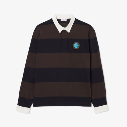 Lacoste Erkek Relaxed Fit Çizgili Koyu Mavi Rugby Polo