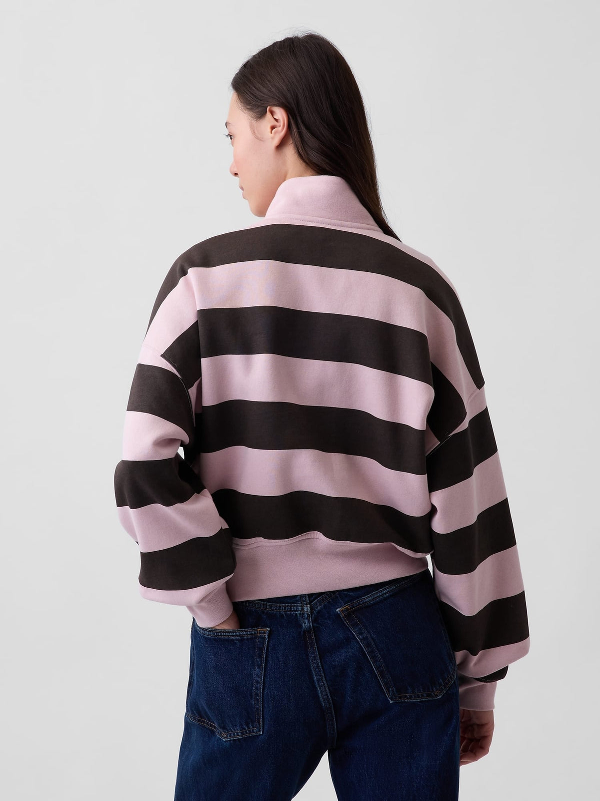 Pembe Vintagesoft Oversized Yarım Fermuarlı Wedge Sweatshirt