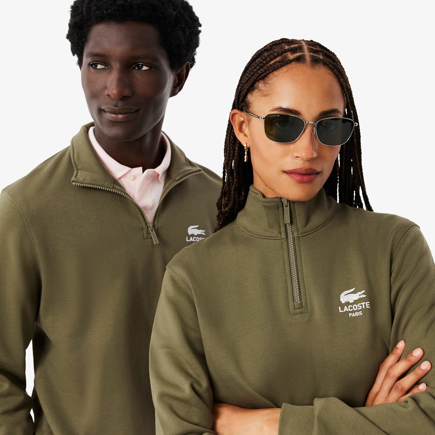 Lacoste High Neck Zip-up Print Erkek Yeşil Sweatshirt