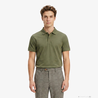 Tommy Hilfiger Elevated Essentials Erkek Yeşil Polo Yaka T-shirt