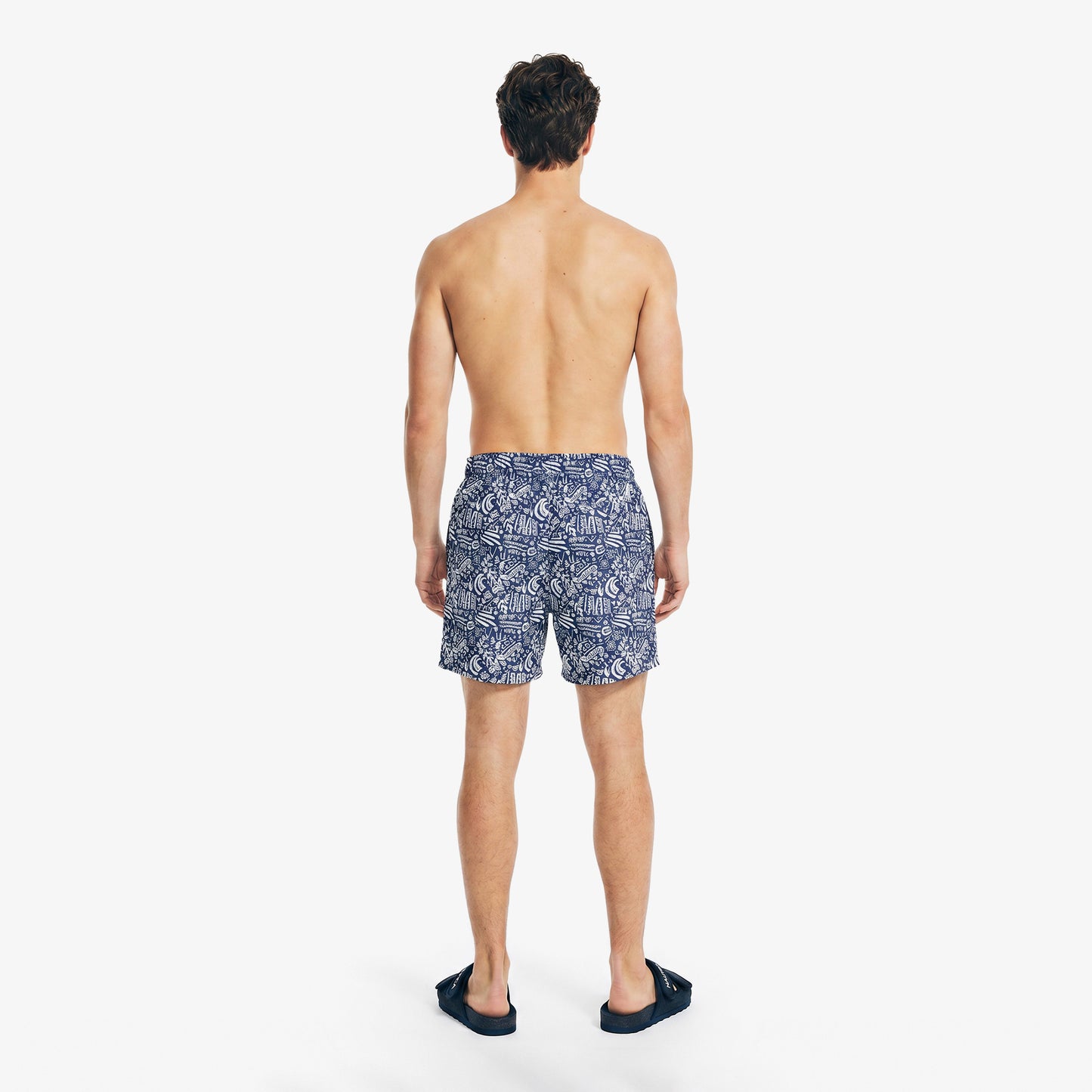 Nautica Erkek Lacivert Regular Fit Desenli Deniz Şortu