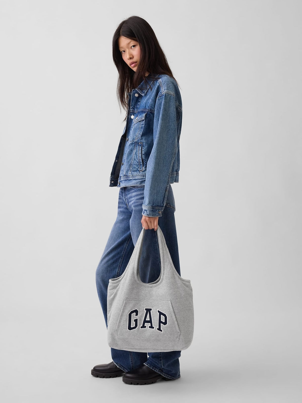 Açık Gri Sweatshirt Tote Çanta