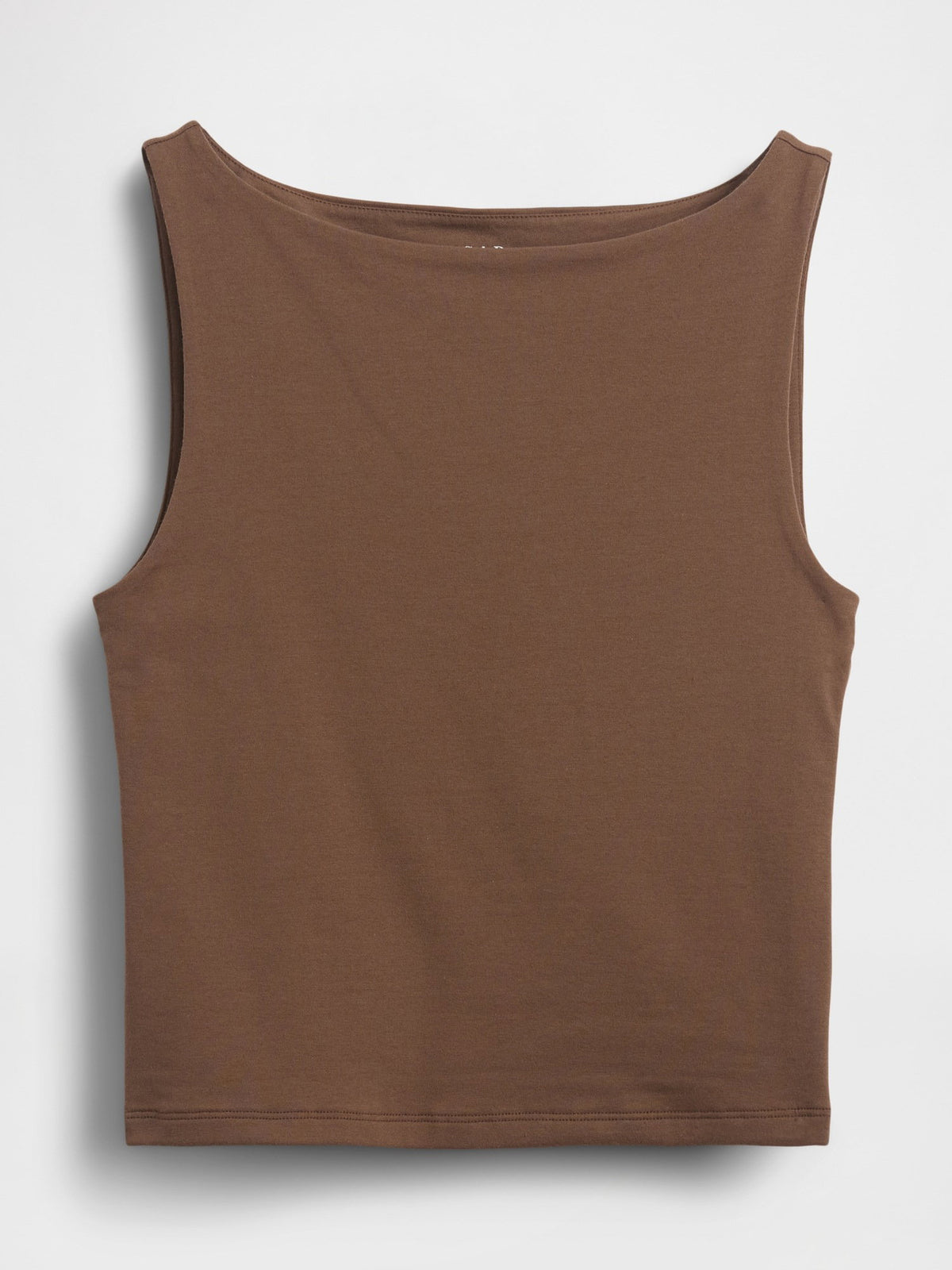 Kahverengi Closeknit Jersey Botneck Kısa Kolsuz Üst