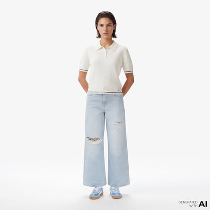 Calvin Klein The Wide Leg Worn Venice Kadın Mavi Jean