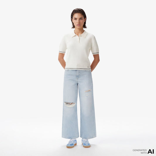 Calvin Klein The Wide Leg Worn Venice Kadın Mavi Jean