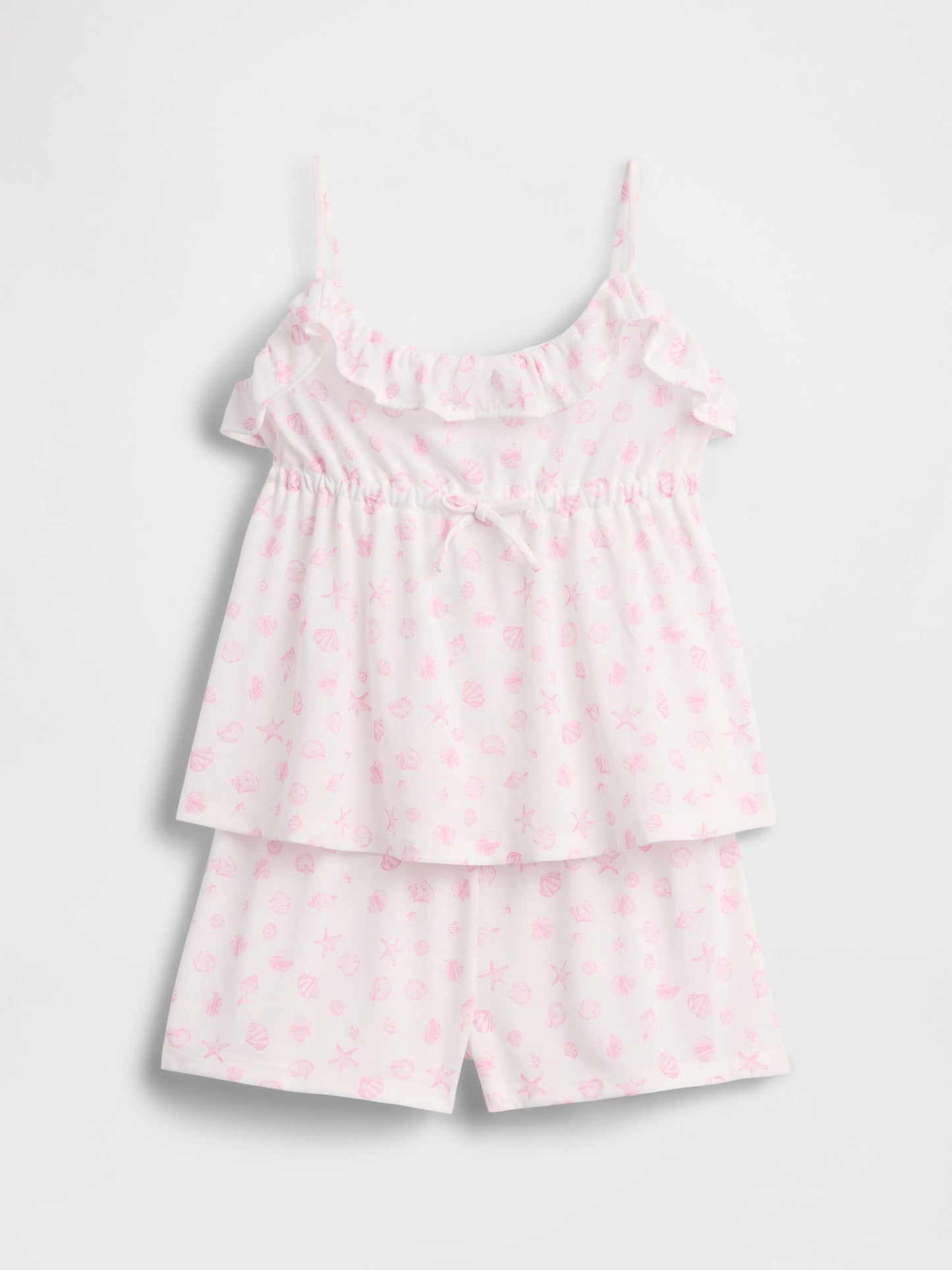 Açık Pembe Recycle Fırfır Askılı Şort Pijama Seti