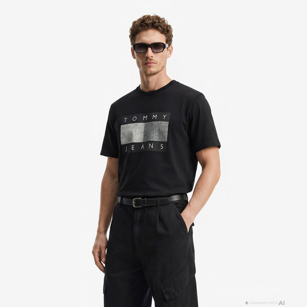 Tommy Hilfiger Flag Bearer Erkek Siyah T-shirt