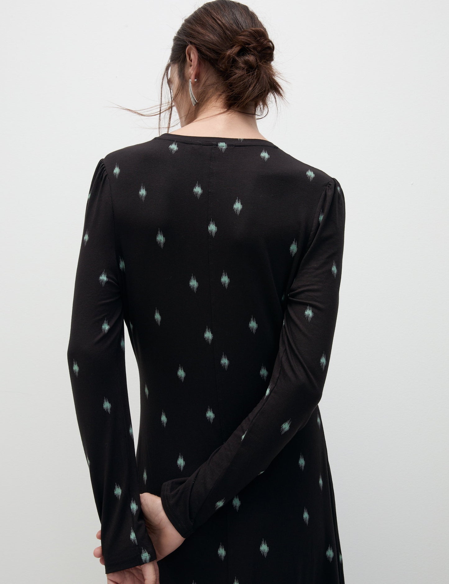 Jersey Desenli Midi Elbise